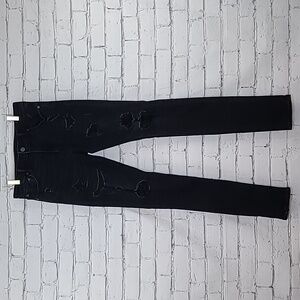 AE X Lil Wayne Young Money Men's Destroyed Stacked Skinny Jeans in Black